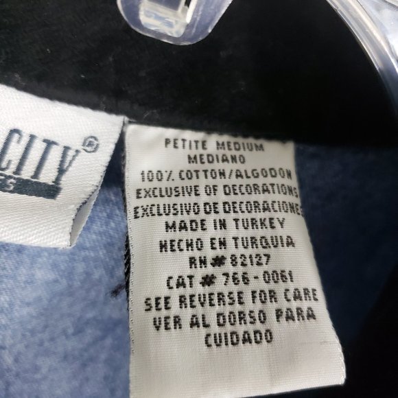 Capacity Women's Denim Blue Jean Black Floral Embroidered Shirt Top Blouse - Picture 11 of 12